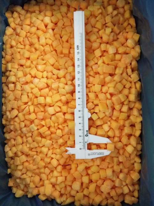 IQF Bio Gelbe Pfirsichw&uuml;rfel Gro&szlig;verpackung Tiefk&uuml;hlfr&uuml;chte Wasser Fruchtfleisch Ganze W&uuml;rfel und H&auml;lften S&uuml;&szlig;er Geschmack Konserviert 2